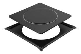Ralo Click 15x15 Com Porta Grelhas Preto Fosco Para Banheiro