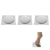 Ralo Click 15x15 Inox Inteligente Pop Up Kit 3 Uni Lavabo Banheiro Cromado Quadrado Anti Odor Ralo Click 15x15 Inox Inteligente Pop Up Kit 3 Uni Lavabo Banheiro Cromado Quadrado Anti Odor