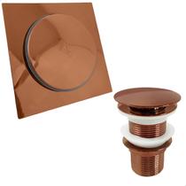 Ralo Click 15x15 Rose Gold Inox Valvula Ralo De Pia 1 1/4 Kit Banheiro Luxo Ralo Quadrado 15cm Valvula Click Para Escoamento Pia 40mm Lavatorio Lavabo