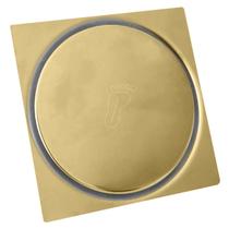 Ralo Click Dourado 10x10 Ralo Inteligente Quadrado Aço Inox 10 cm para Banheiro Lavabo Escoamento Lavatorio Tampa Dourada Gold Brilhoso Luxo