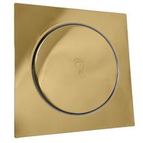 Ralo Click Dourado 15x15 Ralo Inteligente Quadrado Aço Inox 15cm para Banheiro Lavabo Escoamento Lavatorio Lavanderia Tampa Dourada Gold Brilhoso Luxo