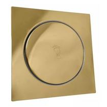 Ralo click dourado de banheiro 15x15 aço inox luxo