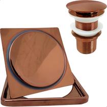 Ralo Click E Porta Grelha 10x10 Valvula Click 1 1/4 Aço Inox Kit Banheiro Completo Rose Gold Caixilho Quadrado 10cm Ralo Escoamento Pia 40mm Ralo Click E Porta Grelha 10x10 Valvula Click 1 1/4 Aço Inox Kit Banheiro Completo Rose Gold Caixilho Quadrado 10cm Ralo Escoamento Pia 40mm
