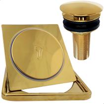Ralo Click E Porta Grelha 10x10 Valvula Click 7/8 Aço Inox Kit Banheiro Completo Dourado Brilhoso Caixilho Quadrado 10cm Ralo Escoamento Pia 30mm Gol Ralo Click E Porta Grelha 10x10 Valvula Click 7/8 Aço Inox Kit Banheiro Completo Dourado Brilhoso Caixilho Quadrado 10cm Ralo Escoamento Pia 30mm Gol