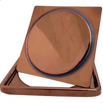 Ralo Click E Porta Grelha Rose Gold Inox 10x10 Kit Banheiro Caixilho Quadrado Suporte Ralo Inteligente Antiodor 10cm Tampa Caixa Sifonada Brilhoso