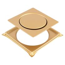 Ralo Click Inox Dourado 10x10 Cm Com Porta Ralo Inteligente