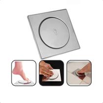 Ralo Click Inteligente Em Inox Cromado Banheiro 10cm x 10cm