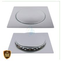 Ralo Click Inteligente Para Banheiro Quadrado Inox Cromado Veda Cheiro Cód. 8625