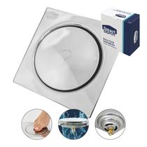 Ralo Click Metal QUADRADO CROMADO 9,4x9,4cm Smart DEPOT