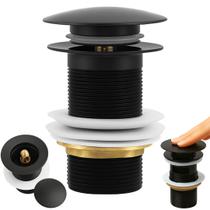 Ralo Click Preto Válvula Inteligente p/ Escoamento Pia Cuba Banheiro em Inox 7/8 Ralo Cuba Banheiro