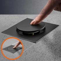 Ralo Click Up Inteligente Quadrado Novo Banheiro Moderno 10x10 Cm Aço Inox