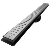 Ralo de Banheiro Abre Fecha 50cm x 5cm Inox 304 Coletor Preto Seca Box