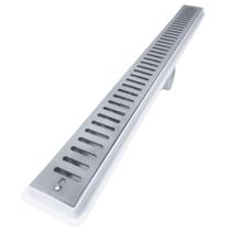 Ralo de Banheiro Abre Fecha 60cm x 5cm Inox 304 Coletor Branco Seca Box