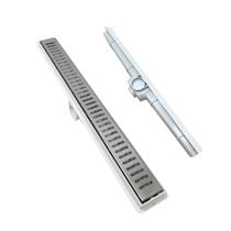 Ralo de Banheiro Sifonado 5cm x 50cm Inox com Cocho Branco