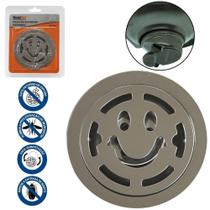 Ralo de inox para banheiro redondo com valvula fechamento automatico 9,7cm de ø na cartela - Bestfer