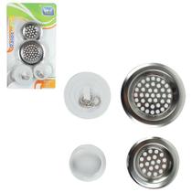 Ralo de inox para pia com 2 pecas 7,5/6cm de ø + 2 tampas 5,5/4cm de ø - Wellmix Ralo de inox para pia com 2 pecas 7,5/6cm de ø + 2 tampas 5,5/4cm de ø - Wellmix