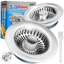 Ralo de pia de cozinha zaa 3 em 1 em aço inoxidável, 9 cm