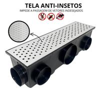 Ralo Externo 15x50 Inox 304 Bolinha com Tela e 11 SaídasColetor 11 Saídas