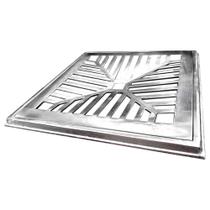 ralo grelha de aluminio com porta grelha concava 15 x 15 cm