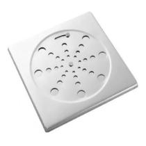 Ralo Grelha Inox Para Banheiro Quadrado 10x10 Com Fecho Del Metais