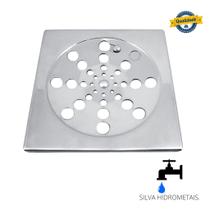 Ralo Grelha Inox Para Banheiro Quadrado 10x10 Com Fecho Rotativo Anti Odor Anti Inseto