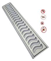 Ralo Grelha Linear 10x50cm Elite Anti Insetos Em Alumínio Com Aro De Fixação