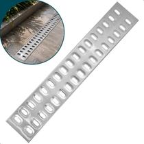 Ralo Grelha Linear Externa 9x50 cm Inox 304 Escovado Para Borda de Piscina E Área de Lazer Canaleta Deck Quintal Varanda