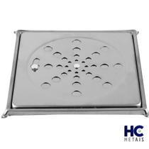 Ralo Grelha Quadrado Inox 10x10 Com fecho e Com Caixilho