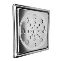 Ralo Grelha Tampa Inox 10x10 CM para Banheiro Lavabo Área Externa Quadrado com Caixilho - Com Fechamento