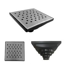 Ralo Inox 304 modelo 15x15 Bolinhas com Tela e Coletor Preto Saída Adapt de 40mm até 100mm