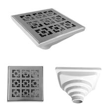 Ralo Inox 304 modelo 15x15 Dubai com Tela e Coletor Branco Saída Adapt de 40mm até 100mm