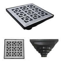 Ralo Inox 304 modelo 15x15 Dubai com Tela e Coletor Preto Saída Adapt de 40mm até 100mm