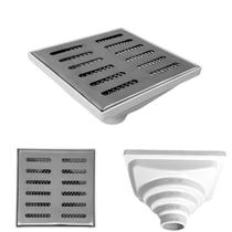 Ralo Inox 304 modelo 15x15 Tradicional Tela e Coletor Branco Saída Adapt de 40mm até 100mm