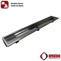 Ralo Inox Classic com Saída em Baixo - Inox 304 - 100x15x05 cm