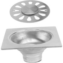 Ralo Inox Grelha Quadrado 10 cm Anti Inseto Odores - Aço