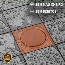 Ralo Inteligente Click 10x10 cm para Banheiro em Aço Inox Bronze Quadrado Cód. 3884