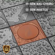 Ralo Inteligente Click 10x10 cm para Banheiro em Aço Inox Bronze Quadrado Cód. 3884