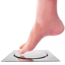 Ralo Inteligente Click Pop Up Clic Para Piso de Banheiro Lavanderias Sacadas 10x10cm Metal Quadrado-