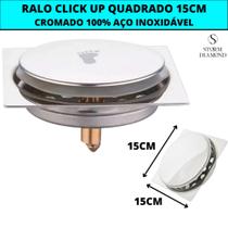 Ralo Inteligente Click Up Quadrado Cromado Aço Inox 15cm Para Box Banheiro Varanda Área de Serviço Ralo Inteligente Click Up Quadrado Cromado Aço Inox 15cm Para Box Banheiro Varanda Área de Serviço