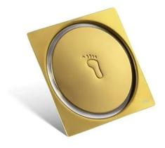 Ralo Inteligente P/piso Em Inox Click 10cm Dourado Brilhante
