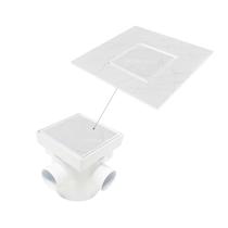 Ralo Invisível 10x10 Branco Banheiro modelo Porcelanato Colar Piso com Caixa Sifonada - Ficone Reis