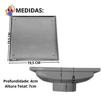 Ralo Invisível Oculto 20x20 Cola Piso Coletor Cinza Saída Baixa tubo de 75mm Ralo Invisível Oculto 20x20 Cola Piso Coletor Cinza Saída Baixa tubo de 75mm