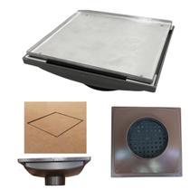 Ralo Invisível Oculto 20x20 Cola Piso Coletor Marrom Saída Baixa tubo de 75mm