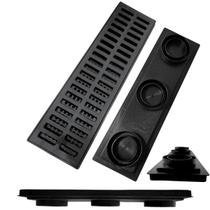 Ralo Laje 15x50 Plástico Conforto Térmico Preto Placa Antiresíduo Coletor Raso