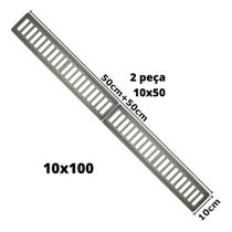 Ralo Linear 10x50 Cm Alumínio Escovado Grelha
