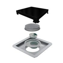 Ralo Linear 15x15 cm Square em Inox Black Matte 4243 Elleve