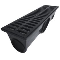 Ralo Linear 15x50 Plástico Preto Conforto com 3 Saídas de 3 Polegadas Ideal para Drenagem de Águas Pluviais