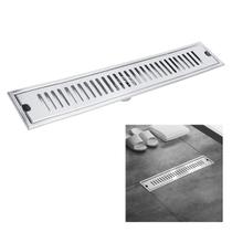 Ralo Linear 40cm Inox Banheiro Area Externa Anti Odor Anti Inseto Lavabo Quintal Piscina Higienico Resistente Seguro - Ralos e Toneiras