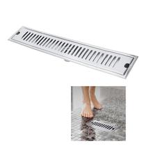 Ralo Linear 50cm Inox Anti Odor Anti Inseto Banheiro Area Externa Lavabo Quintal Higienico Seguro Resistente