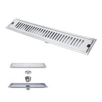 Ralo Linear 50cm Inox Anti Odor Anti Inseto Banheiro Lavabo Area Externa Quintal Resistente Higienico Qualidade
